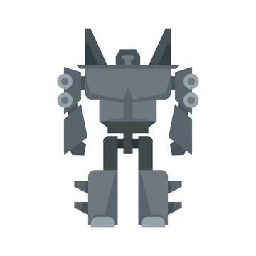Robot transformer icon flat isolated Stock Illustration