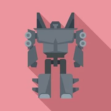 Robot transformer icon, flat style Stock Illustration
