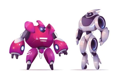 Robot transformers, robotics ai cyborgs warriors Stock Illustration