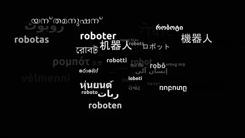 Robot Translated in 39 Worldwide Languages Endless Looping 3d Zooming Wordclo Stock-Footage 145211974