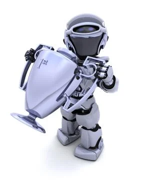 Robot with a trophy Stock Illustration
