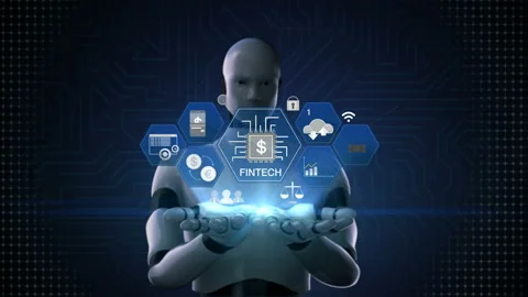 Robot two palm, Financial technology Stock Video Pond5