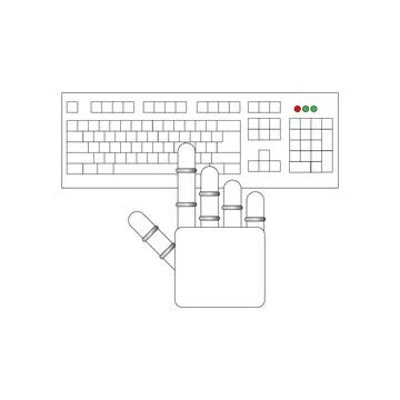 Robot typing on a keyboard Stock Illustration