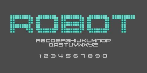 Robot Typography Font Vector – Futuristic Tech Lettering for Logos Stock Illustration