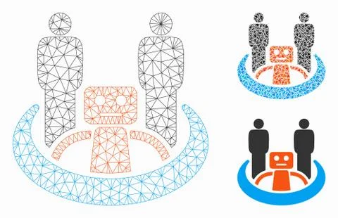 Robot Union Vector Mesh 2D Model and Triangle Mosaic Icon Stock Illustration