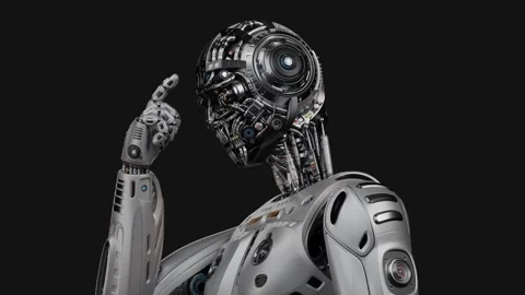 Robot unmasked touching head Video stock 257183614