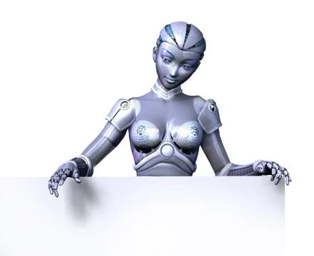 Robot on Upper Border Stock Illustration