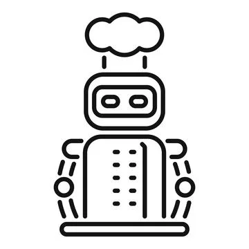 Robot using cloud computing for juggling balls, artificial intelligence icon 库存插图