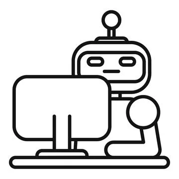 Robot using computer and mouse working remotely from home office 스톡 일러스트