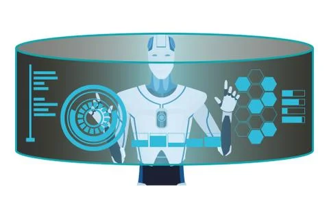 Robot using a holographic interface Stockillustratie