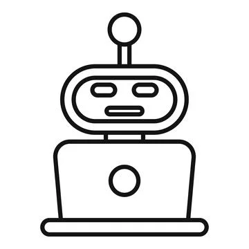 Robot using laptop, artificial intelligence and automation Illustrazione stock