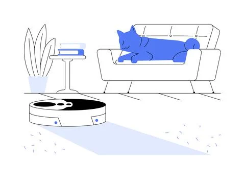 Robot vacuum cleaner abstract concept vector illustration. Stock Illustration