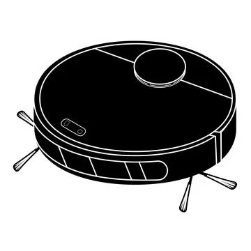 Robot vacuum cleaner isolated on a white background black icon Stock Illustration