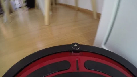 Robot vacuum cleaner point of view. Camera mounted directly on the sweeper Stock Footage 82348192