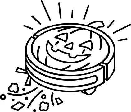 Robot Vacuum Cleaner Pumpkin Line Icon Stock Illustration