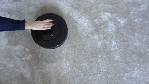 Robot Vacuum Cleaner Rug Video stock 151845296