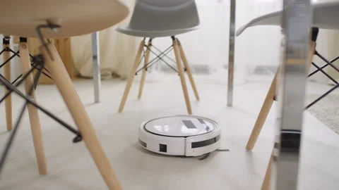Robot Vacuum Cleaner Working Stock Footage 157575867