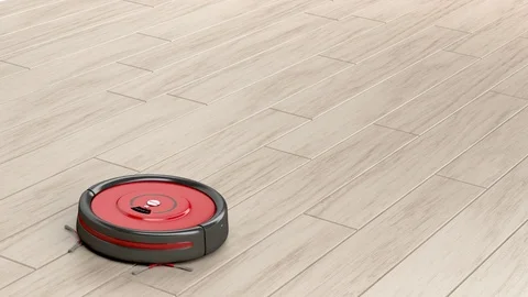 Robot vacuum on the floor Stock Footage