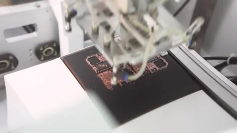 Robot with vacuum suction cups picking circuit boards Видео 347981383