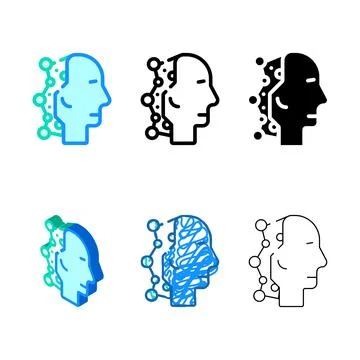 Robot variants head artificial intelligence color icon vector Stock Illustration