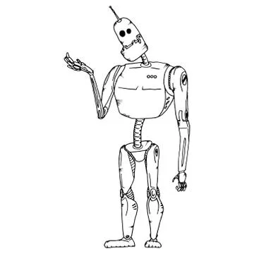 Robot vector character. Robot technology machine future science toy. Cyborg f Stock Illustration