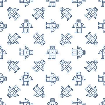 Robot vector concept simple outline seamless pattern 스톡 일러스트