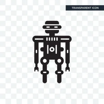 Robot vector icon isolated on transparent background, Robot logo design Stock Illustration