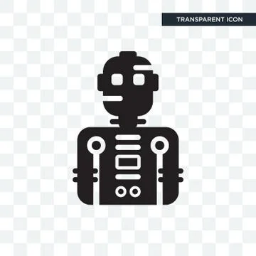 Robot vector icon isolated on transparent background, Robot logo design Stock Illustration