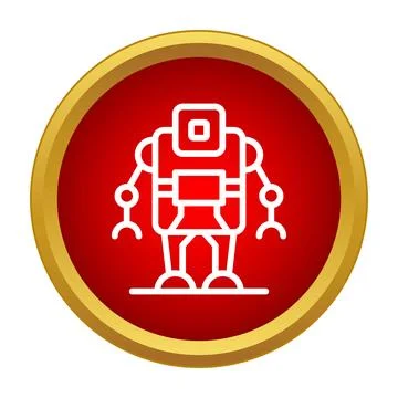 Robot vector icon on red circle with gold border イラスト素材