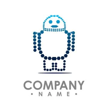 Robot vector logo. Simple illustration of robot brain vector logo for web Stock Illustration