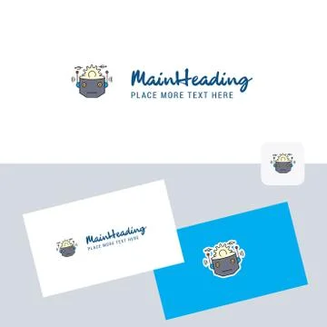 Robot vector logotype with business card template. Elegant corporate identity Stock Illustration