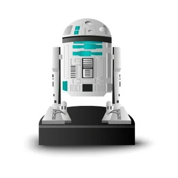 Robot in vector, white blue tech machine in eps Stock Illustration