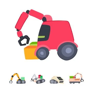 Robot vehicle sorting waste for recycling automation Stock Illustration