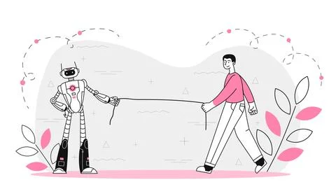 Robot versus human vector Stock Illustration