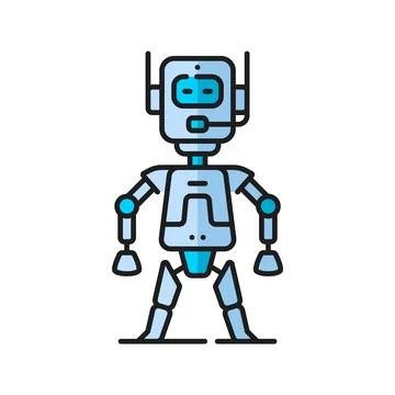 Robot, virtual bot or futuristic droid linear icon Stock Illustration