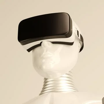 Robot in virtual reality glasses Stock Photos