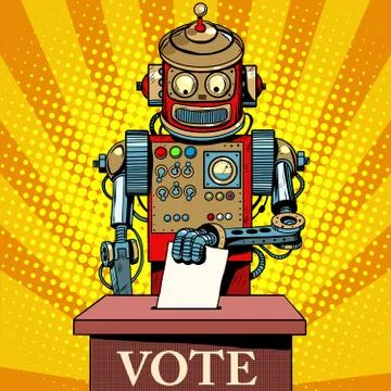 Robot the voter vote on election day Stock Illustration