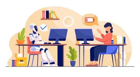 Robot vs human Stock Illustration