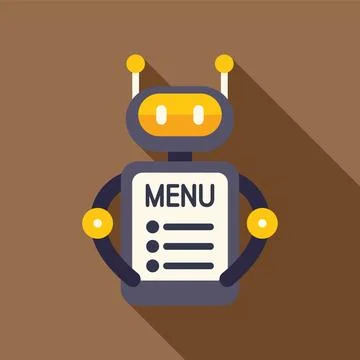 Robot waiter holding digital menu, embracing automation in food service Stock Illustration