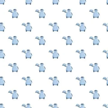 Robot waiter pattern offering futuristic automated service Illustrazione stock
