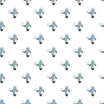 Robot waiter serving drinks seamless pattern Stock Illustration