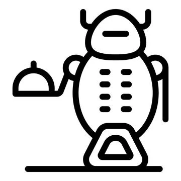 Robot waiter serving food using tray with cover in restaurant 스톡 일러스트