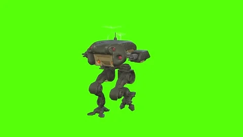 Robot Walk backward Green Screen Animation 4k Rendering Stock Footage 263273148