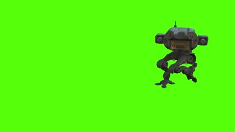 Robot Walk backward Left Green Screen Animation 4k Rendering Stock Footage 263273146
