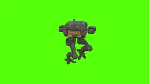 Robot Walk backward Right Green Screen Animation 4k Rendering Stock Footage 263273061