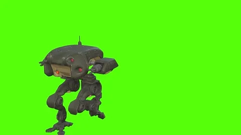 Robot Walk Forward Green Screen Animation 4k Rendering Stock Footage 263272936