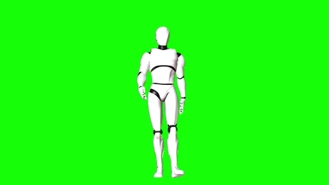 ROBOT WALKING IN FRONT A GREEN SCREEN Stock Footage 120636169