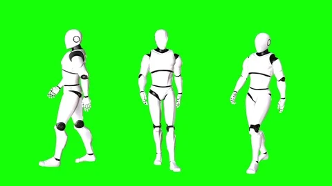 ROBOT WALKING IN GREEN SCREEN Video stock 120641359