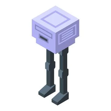 Robot walking with two legs isometric icon Stock Illustration
