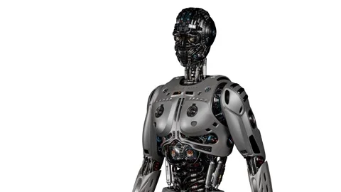Robot walks on white background Video stock 257185857